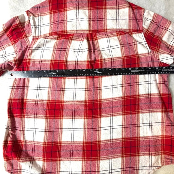 Gap Womens Red White Plaid Flannel Button Down Shirt Large 100% Cotton Long Slv - Picture 6 of 13